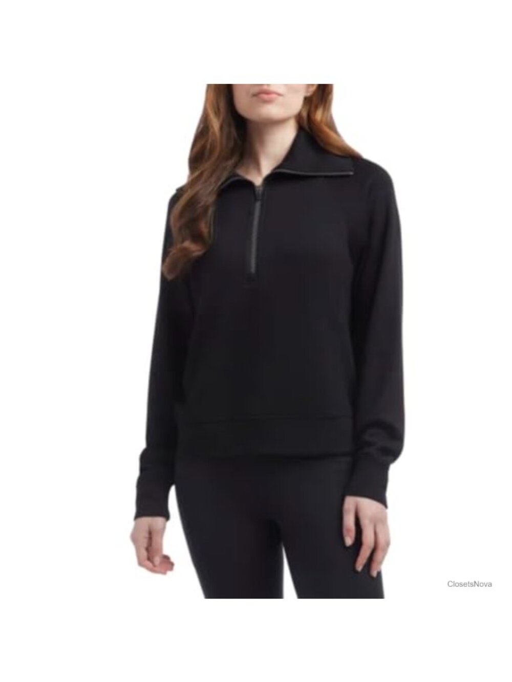 Danskin Luxe Half Zip Pullover Sweater Raglan Sleeve